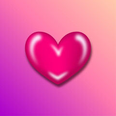 Cute realistic heart for cards and Valentine's Day with gradient background 