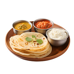 bread with red sauce Loaf of delicious fresh pita bread india on png background.