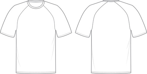 Raglan Sleeve T Shirt technical fashion Illustration.