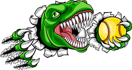 Dinosaur Softball Animal Sports Team Mascot © Christos Georghiou