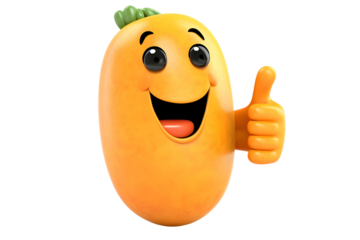 smiling papaya thumbs up isolated on transparent background