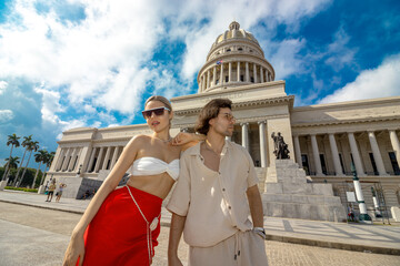 Travel around Cuba and photography near the capitol building in the capital of Cuba, Havana