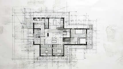 top down view of a blueprint of a home. Generative AI