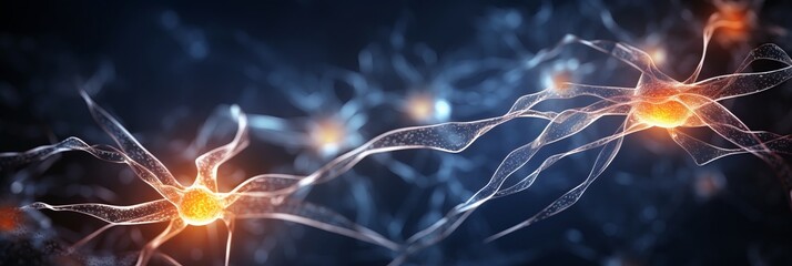 Neural network in abstract medical background with illuminated nerve cells and neurons