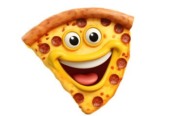 smiling pizza slice thumbs up isolated on transparent background