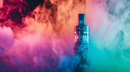 colored smoke electronic cigarette close-up - obrazy, fototapety, plakaty