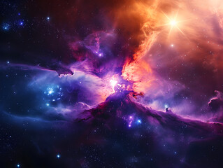 Vibrant Galactic Splendor: Stunning Multicolor Nebula Gas & Dust Clouds in Space – Concept of Cosmic Mystery & Exploration