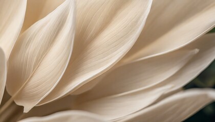 nature abstract of flower petals beige leaves with natural texture as natural background or wallpaper macro texture neutral color aesthetic photo with veins of leaf botanical design - obrazy, fototapety, plakaty