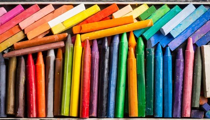box of crayons in a rainbow of colors background