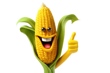 smiling corn thumbs up isolated on transparent background