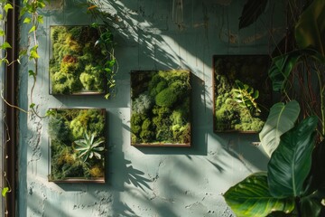 Wall panel made of plants and succulents
