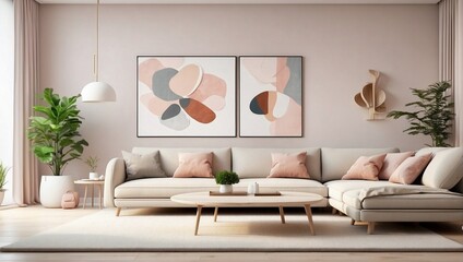 photos of cool living room design made by AI generative