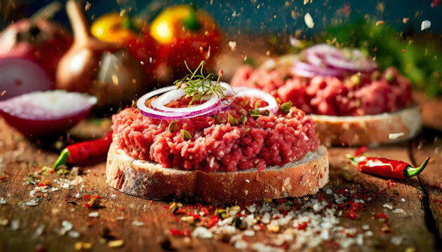 mett, brot, br&ouml;tchen, mettbr&ouml;tchen, close up, essen, karneval, k&ouml;ln, konfetti, modern, neu, anlasser, board, foodie, h&ouml;lzern, copy space, 