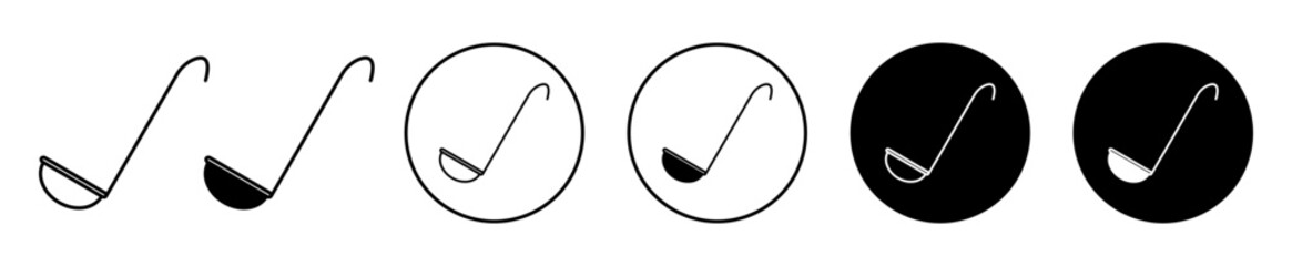 kitchen ladle outline line icon set sign for web app