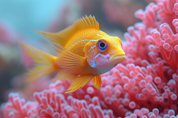 Beautiful ornamental fish are swimming in beautiful coral reefs