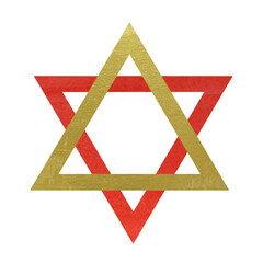 element pentagram star red and gold png. - 714633283