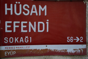 sign in Cemetery of Eyup Sultan Camii, Istanbul, Turkey