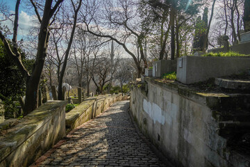 Fototapeta na wymiar Cemetery of Eyup Sultan Camii, Istanbul, Turkey