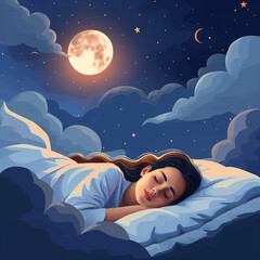Vector design for World Sleep Day, crafted for banners or backgrounds, showcasing a serene and calming visual dedicated to the importance of quality sleep