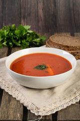 Tomato soup in a bowl 