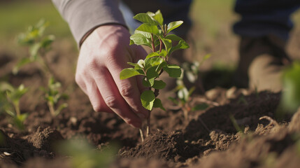Fototapeta premium a person planting a tree Domestic tree planting day Family Eco-Activity