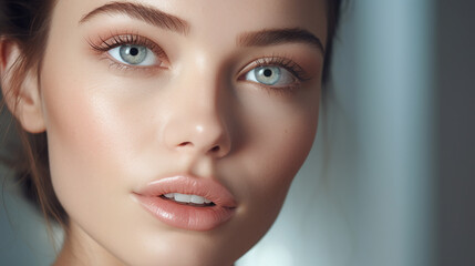 beautiful woman face with healthy clean beauty skin