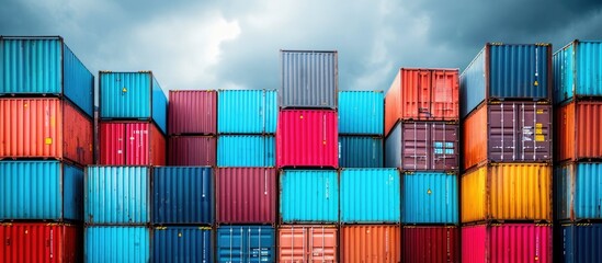 Obraz premium Shipping containers play a crucial role in the global economy.