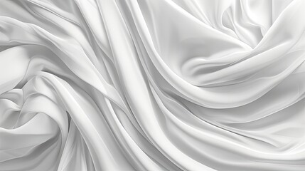 Obraz premium abstract flow of white curtain pattern smooth details. Satin off white curtain type. Background.