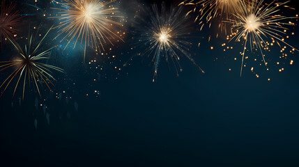 Fototapeta premium Happy New Year, burning fireworks with bokeh light background