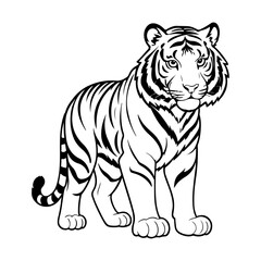 Obraz premium Line Art Illustration of a Tiger in Black and White