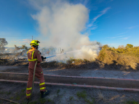 BOMBEROS REALIZANDO TRABAJOS DE EXTINCI&Oacute;N