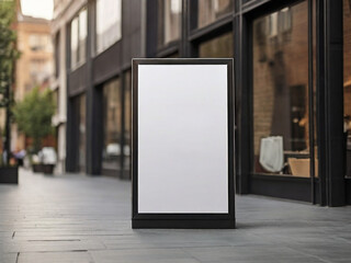 Blank signboard in a cafe. Mock up, 3D Rendering. Created using generative AI tools