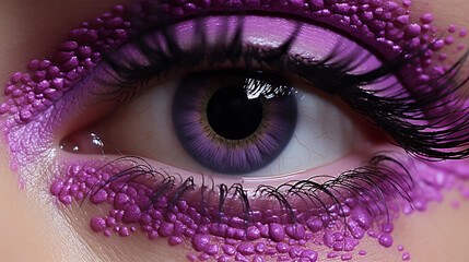 purple eye makeup with gerber flower - obrazy, fototapety, plakaty