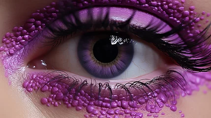 Foto op Canvas purple eye makeup with gerber flower © Aura