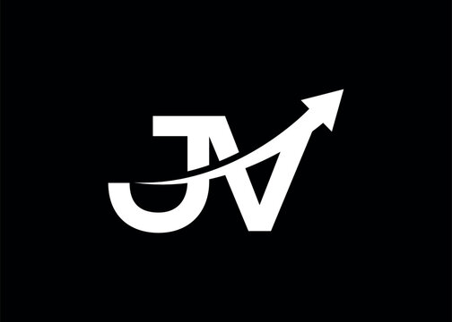 
simple minimal letter JV arrow logo