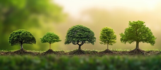 Trees are living organisms that undergo metabolic functions like respiration, photosynthesis, and cellular growth, and have a life cycle beginning with germination and ending with - obrazy, fototapety, plakaty