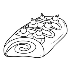 delicious swiss roll illustration outline vector