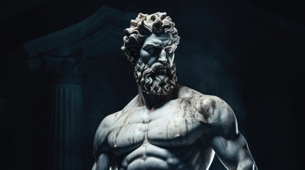 Muscular statue of a Greek philosopher in a museum - obrazy, fototapety, plakaty
