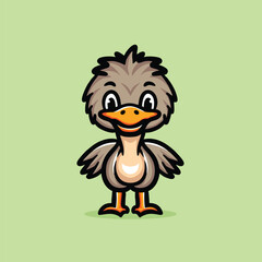 Cute Ostrich Cartoon Mascot Animal Vector Logo Design illustration