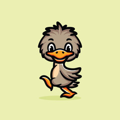 Cute Ostrich Cartoon Mascot Animal Vector Logo Design illustration