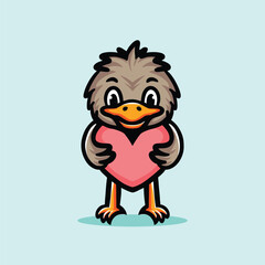 Cute Ostrich Cartoon Mascot Animal Vector Logo Design illustration