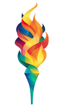 Olympic fire in bright bold colors. Isolated illustration of Olympic flambeau