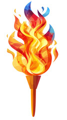 Olympic fire in bright bold colors. Isolated illustration of Olympic flambeau - obrazy, fototapety, plakaty