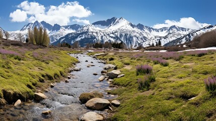 Fototapeta na wymiar Pristine Mountain Stream in Springtime