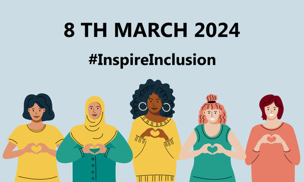 Female persons is showing sign of heart with their hands. Inspire Inclusion is campaign theme of International Women's Day 2024. #InspireInclusion