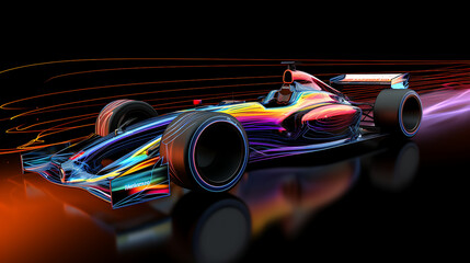 An racing car aerodynamics simulation. - obrazy, fototapety, plakaty
