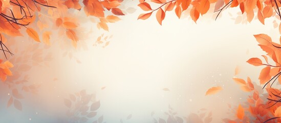 Autumn leaves on beige yellow background with copy space. Autumn concept, fall background.