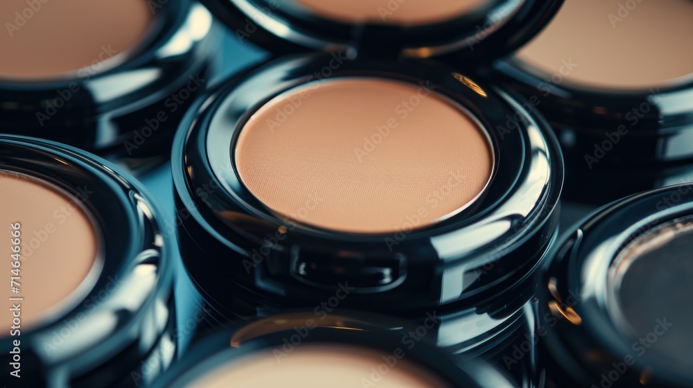Aufkleber a close up of a group of different types of powders on a black surface with one of the powders on th