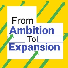 Sales growth banner on tagline 'from ambition to expansion' on a yellow background 