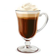 Irish coffee isolated on white background, isometry, png
